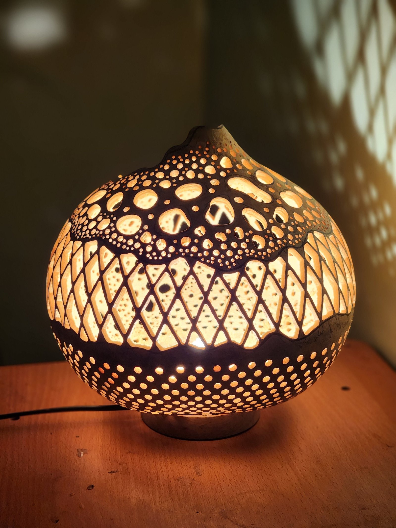 Comfort handmade calabash lamp by Gourd Shades
