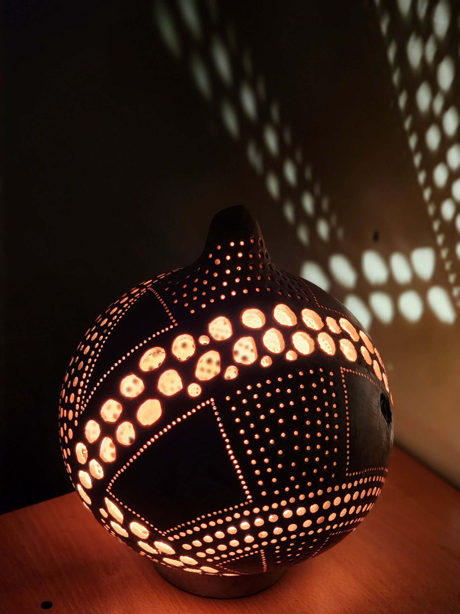 Luster handmade calabash lamp by Gourd Shades