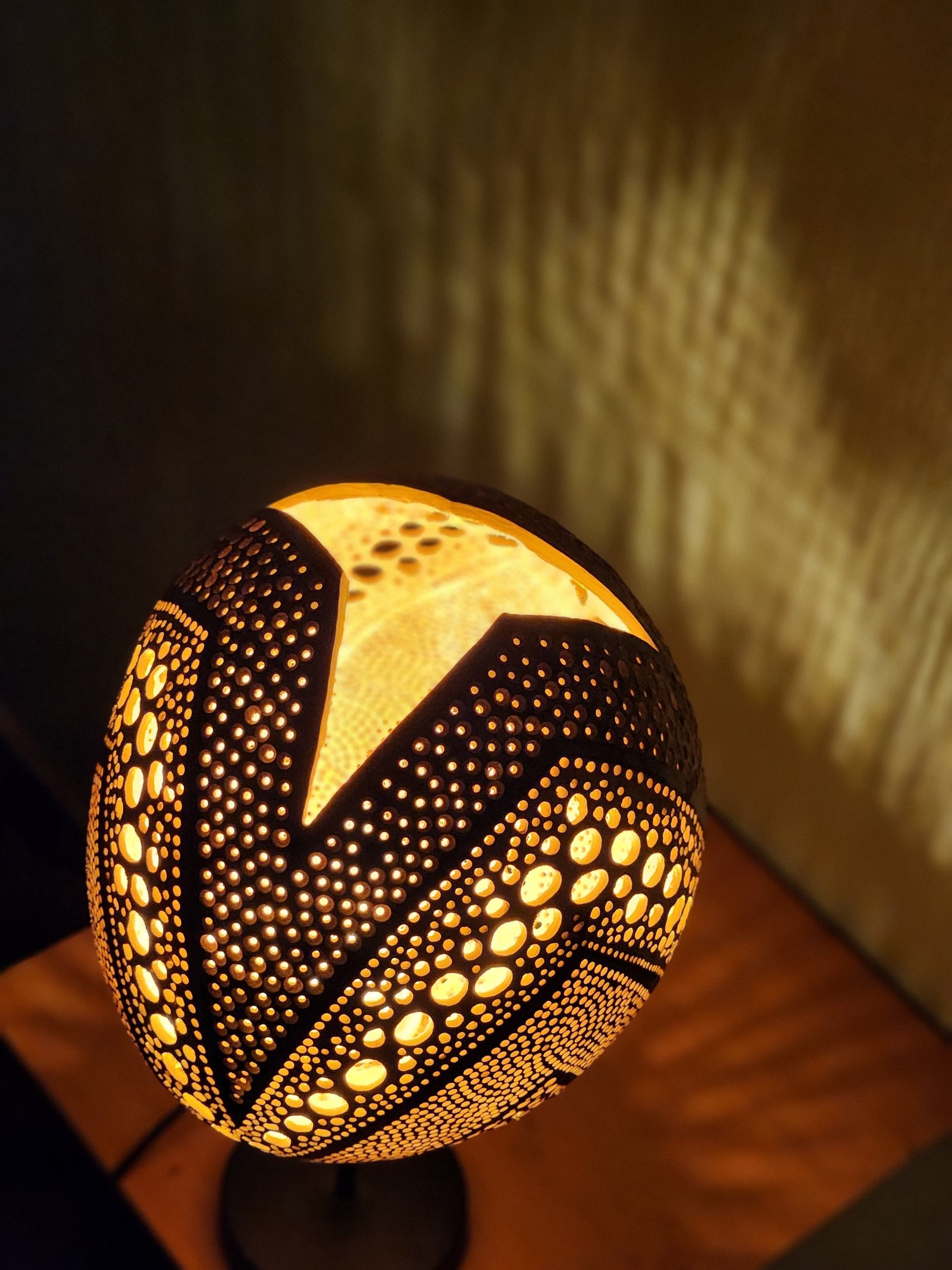 Pembe Tatu handmade calabash lamp by Gourd Shades